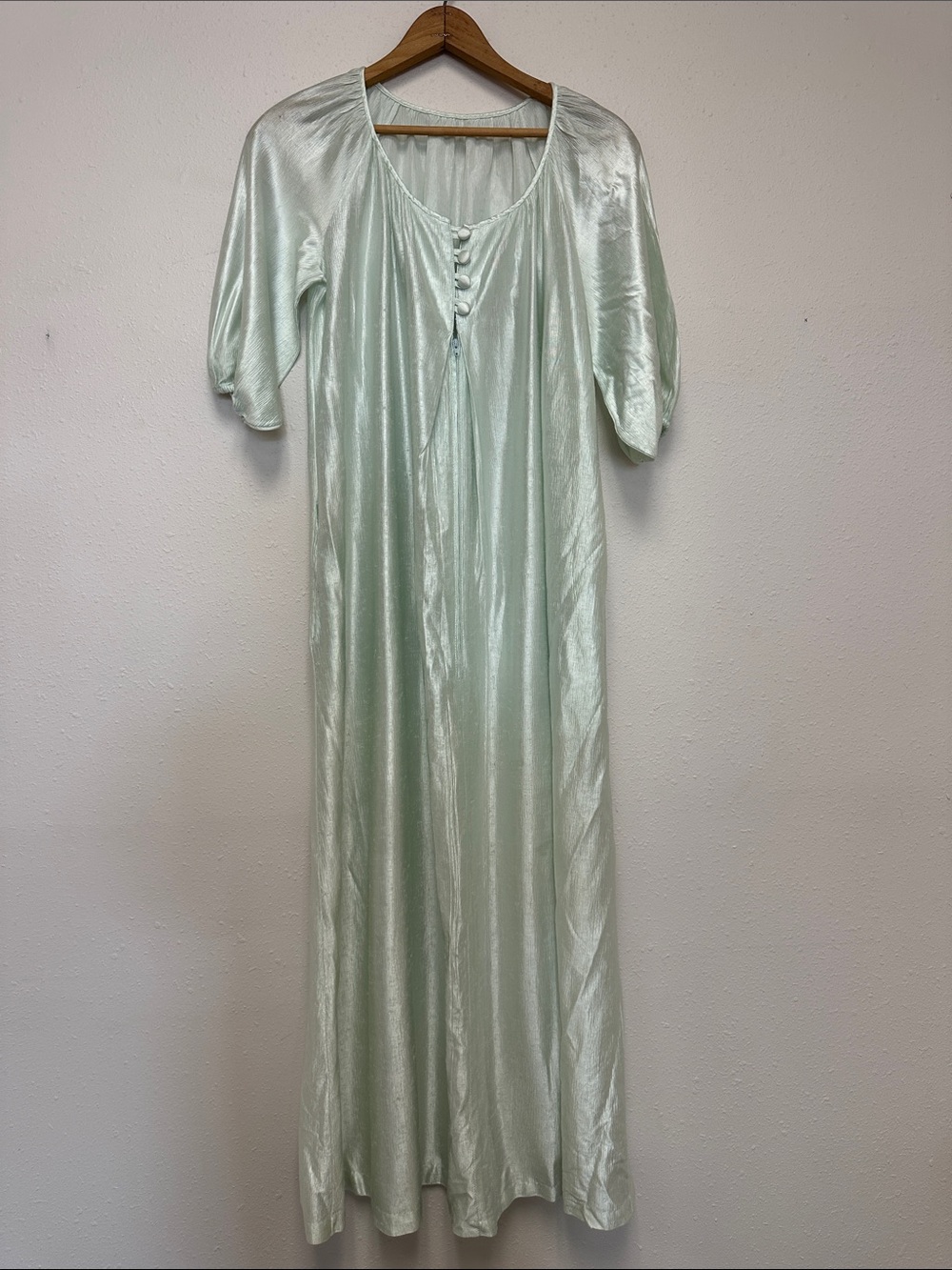 Silky Mint Green Women's Nightgown - Elegant Sleepwear gown vintage Miss Elaine